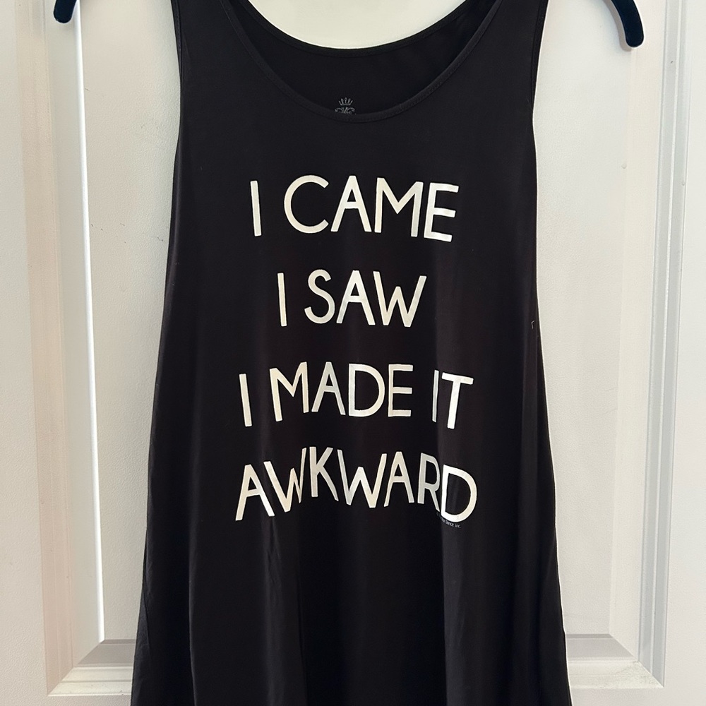 Bear Dance Black Tank Top with White Text